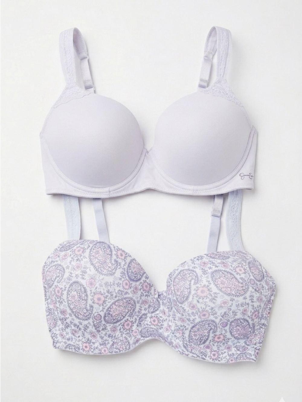 Jessica Simpson Bra Bundle 2 Floral Paisley Light Blue Underwire T Shirts Sz 38D